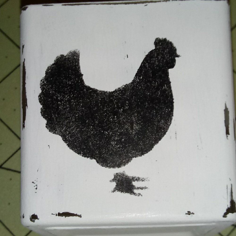 Farmhouse chicken Hand painted 2x2 candle holders